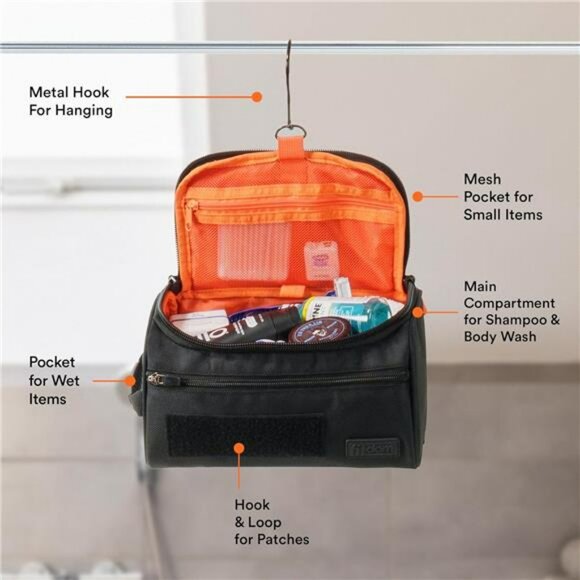 Mens hanging toiletry bag travel dopp kit waterproof shaving cosmetic organizer - Picture 3 of 7